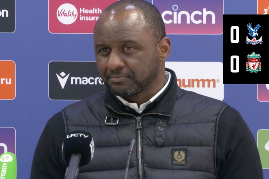 Patrick Vieira takes questions from the press after draw with Liverpool