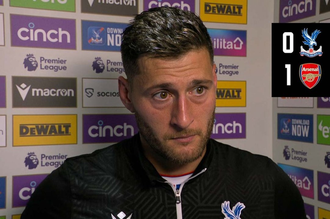 Joel Ward reacts to a narrow defeat to Arsenal